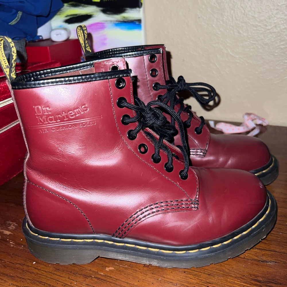 Dr. Martens Cherry Red Ankle Boots